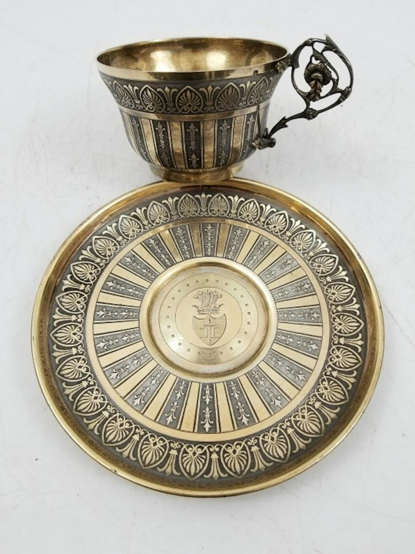 Sterling Silver French cup and saucer 19C (1 of 7)