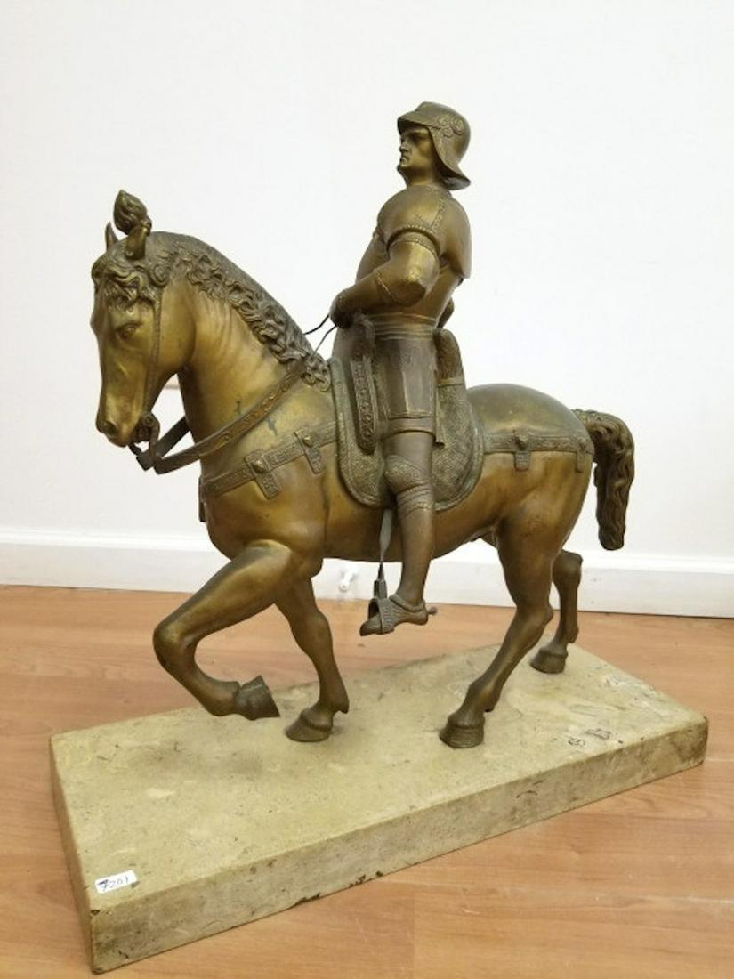 Large Antique Bronze Man on Horse probably French (1 of 8)