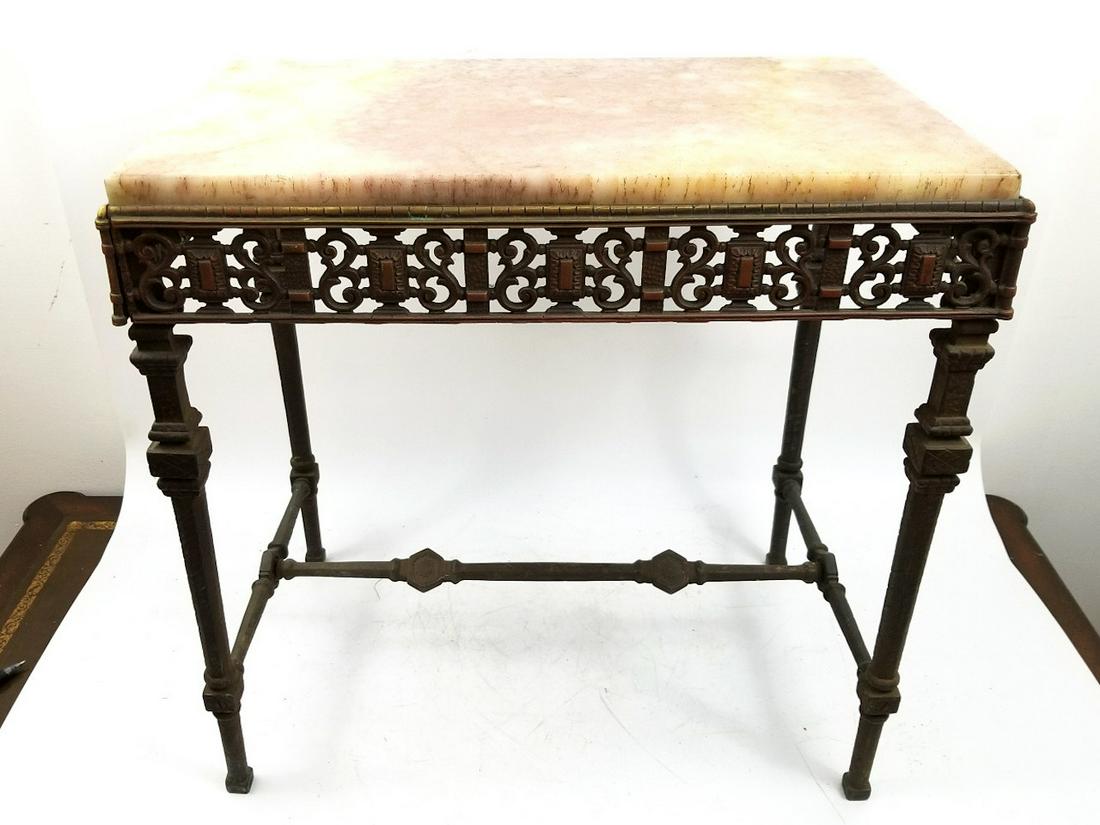 Oscar Bach Attribution Bronze and Marble side tabl (1 of 5)