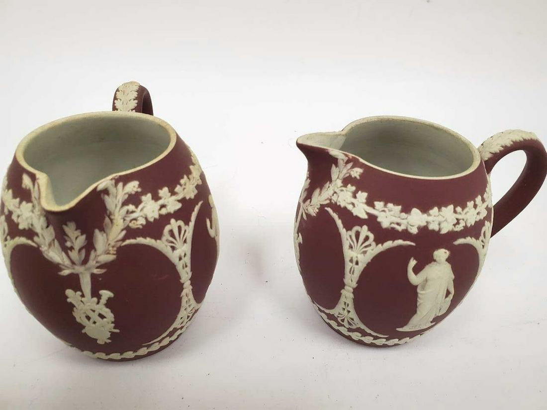 Rare Pair Wedgwood Crimson Jasperware Pitchers (1 of 3)