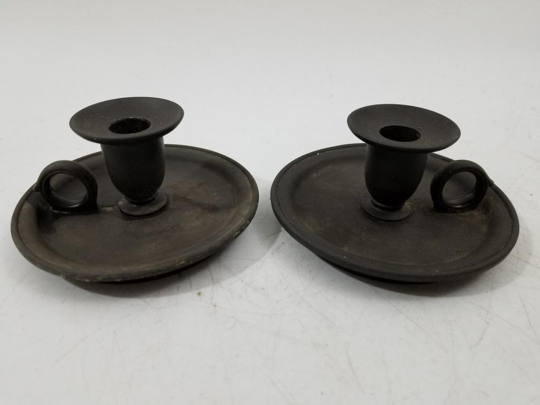 Rare Wedgwood black  Basalt  pair of candle sticks (1 of 4)