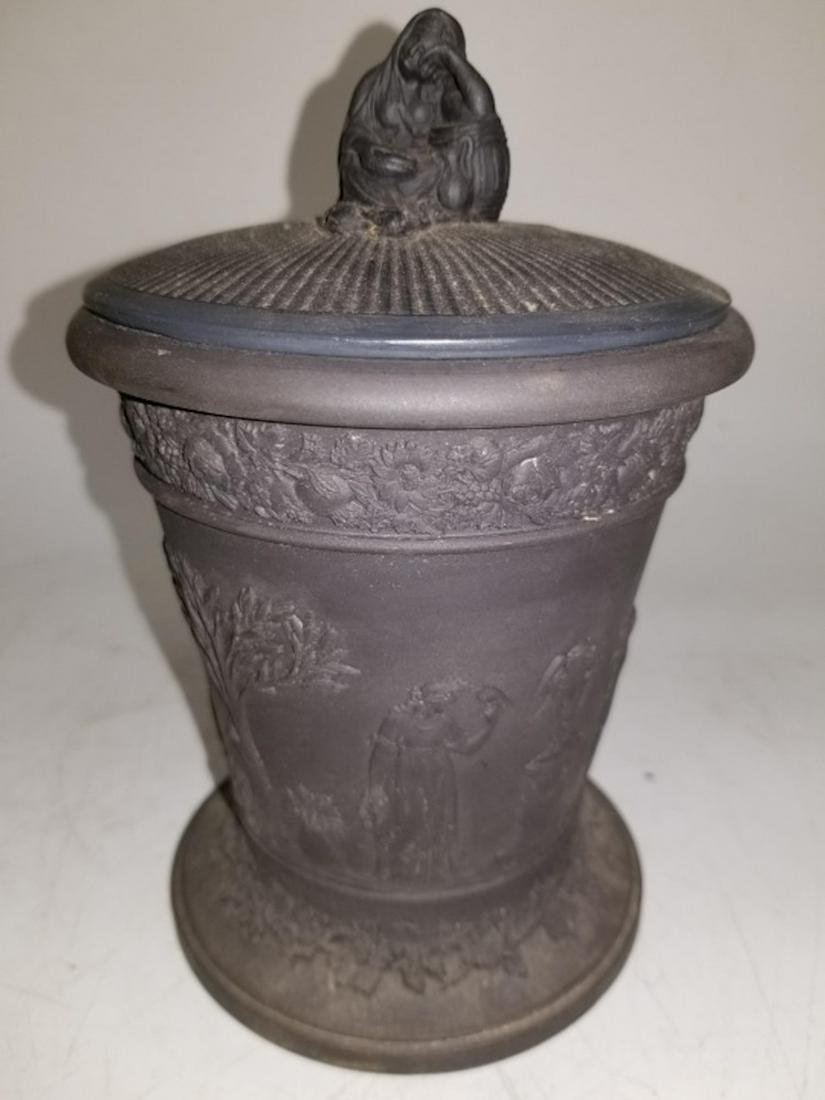 Rare Wedgwood Black Basalt Covered Jar. (1 of 5)
