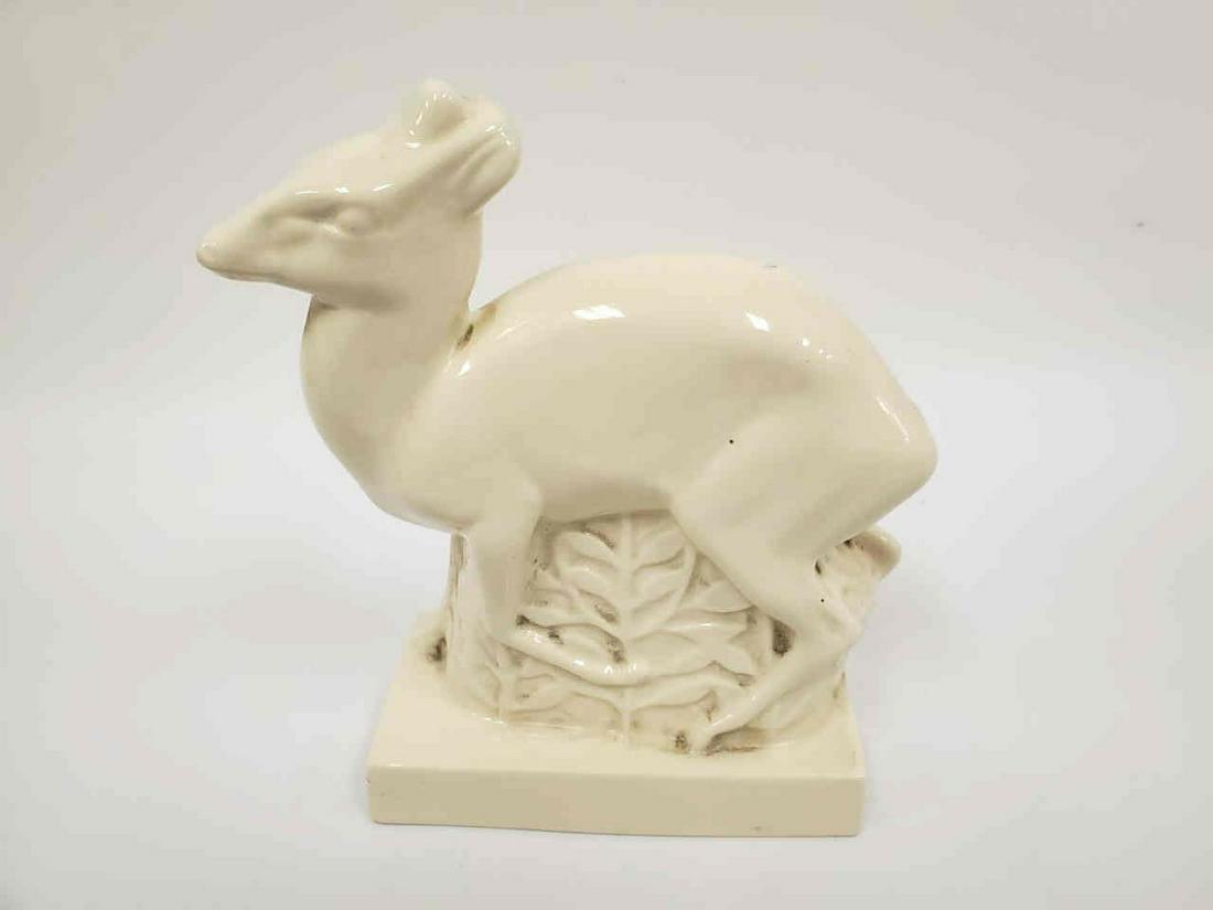 Rare Wedgwood White Glaze Duiker Antelope: Rare Wedgwood White Glaze Duiker Antelope, Molded on Base. John Skeaping Animal Collection. Provenance Long Island, NY Estate. Generally Good Condition. Needs Cleaning. Dimensions- H-8" x L-7.5". Plea
