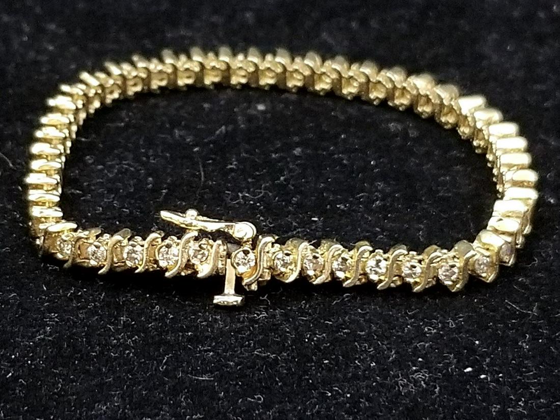 10K Gold & Diamond Tennis Bracelet (1 of 2)