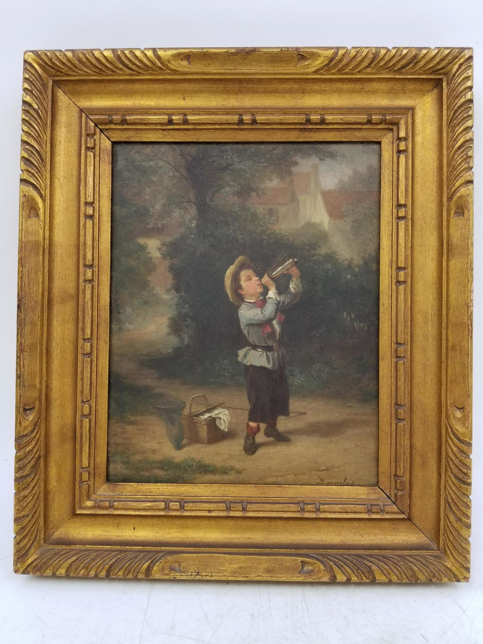 Painting Oil on Board Andre Dargelas (1828-1906): Painting Oil on Board Andre Dargelas, French (1828-1906) Signed Lower Right. Generally Good Condition. Provenance From a New Jersey Estate. Dimensions- Sight-10.5" x8.5". Frame- 14.75" x 12.75". Pleas