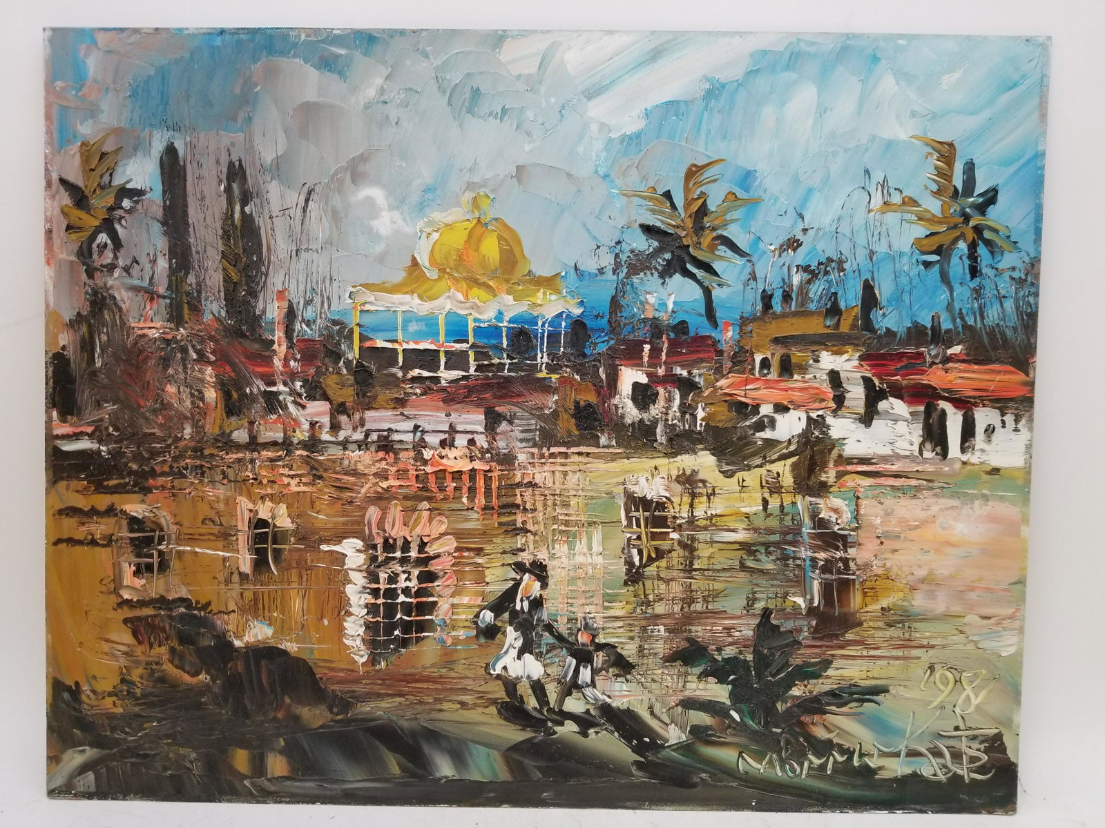 Painting Oil on Board by Morris Katz: Painting Oil on Board by Morris Katz, American (1931-2010) Dated 1981. Generally Good Condition. Unframed. Provenance From the 2nd Part of a Mid West Private Collection. Dimensions- 28" x 22". Please 