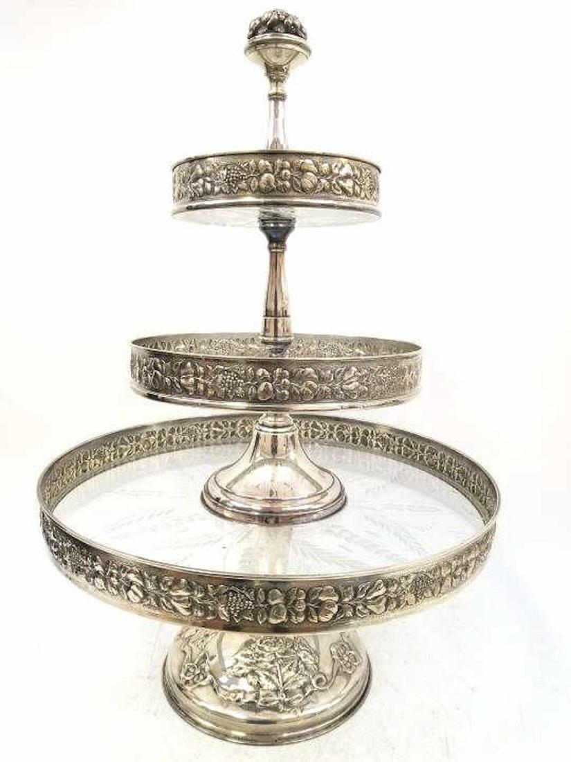Continental Silver & Glass Glass 3 Tier Cake Stand (1 of 6)