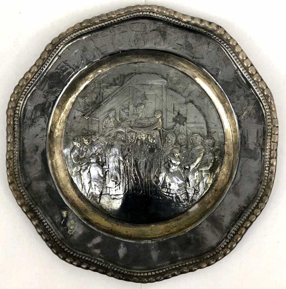 Antique Judaica Sterling Silver Round Plaque (1 of 5)