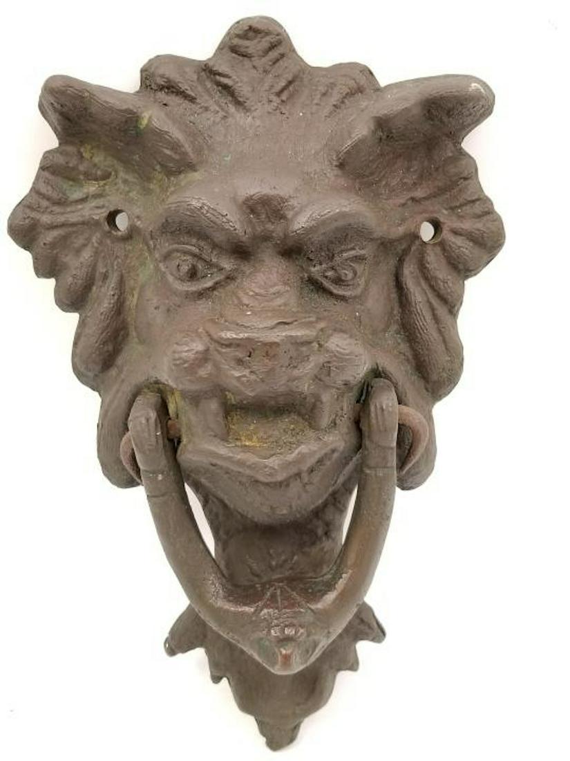 Early Antique Bronze Gargoil Form Door Knocker (1 of 7)