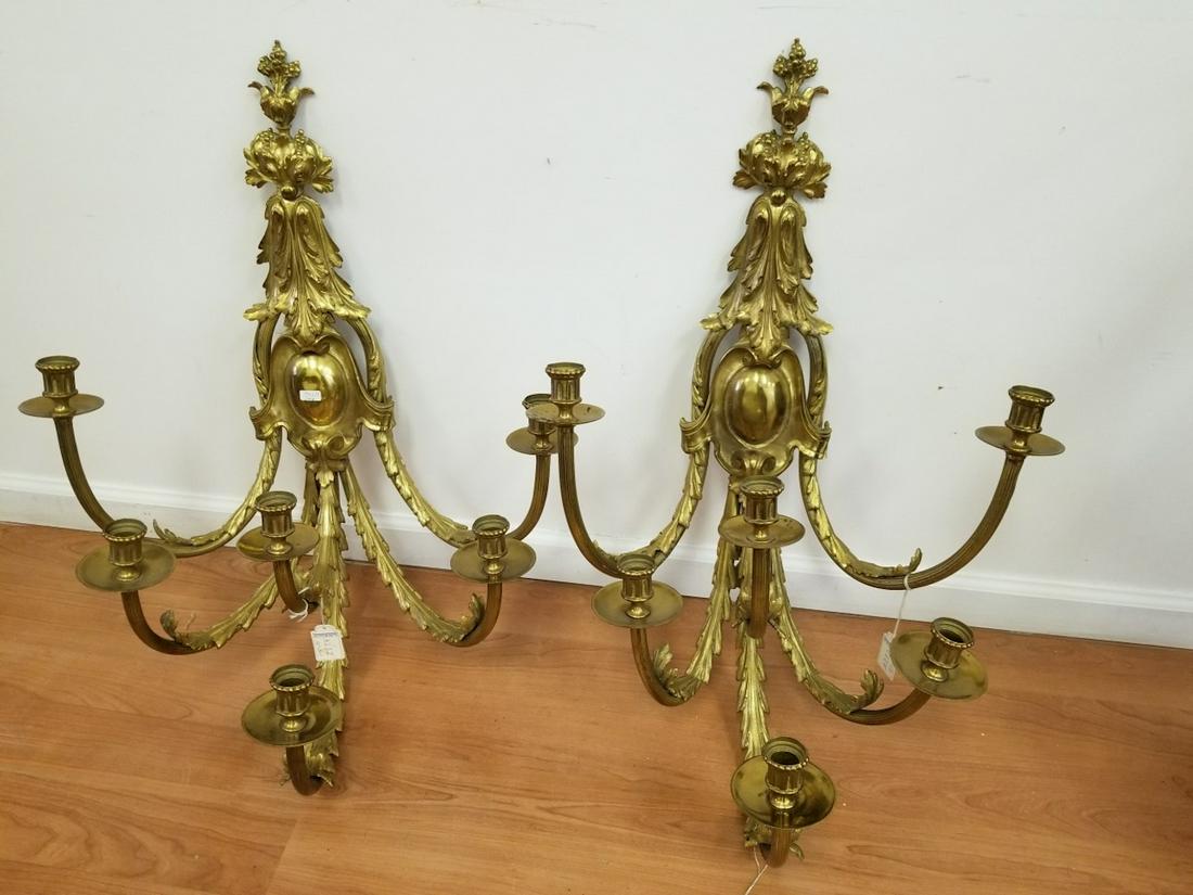 Pair of Large 6 Light Dore Bronze Wall Sconces (1 of 6)