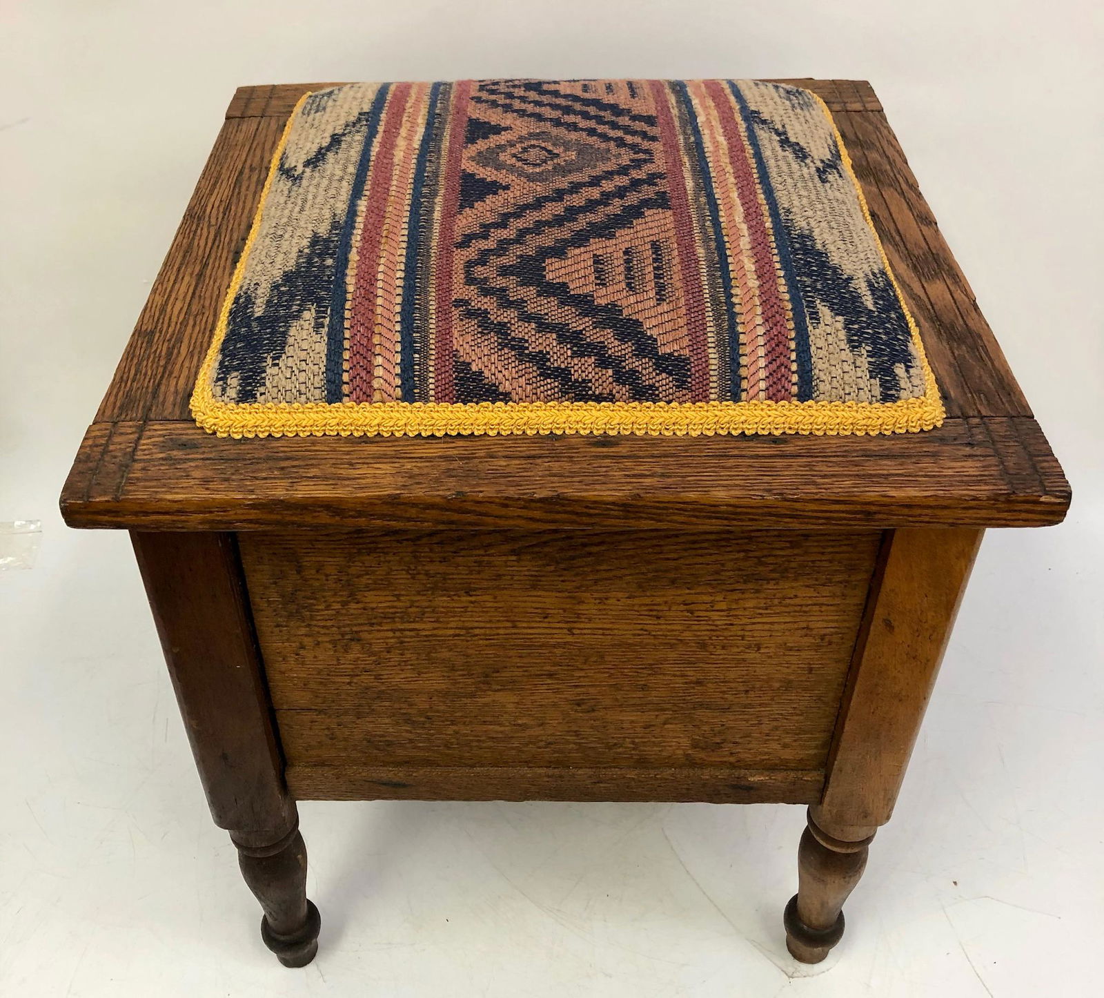Antique 19thC Tiger Oak & Porcelain Commode (1 of 3)