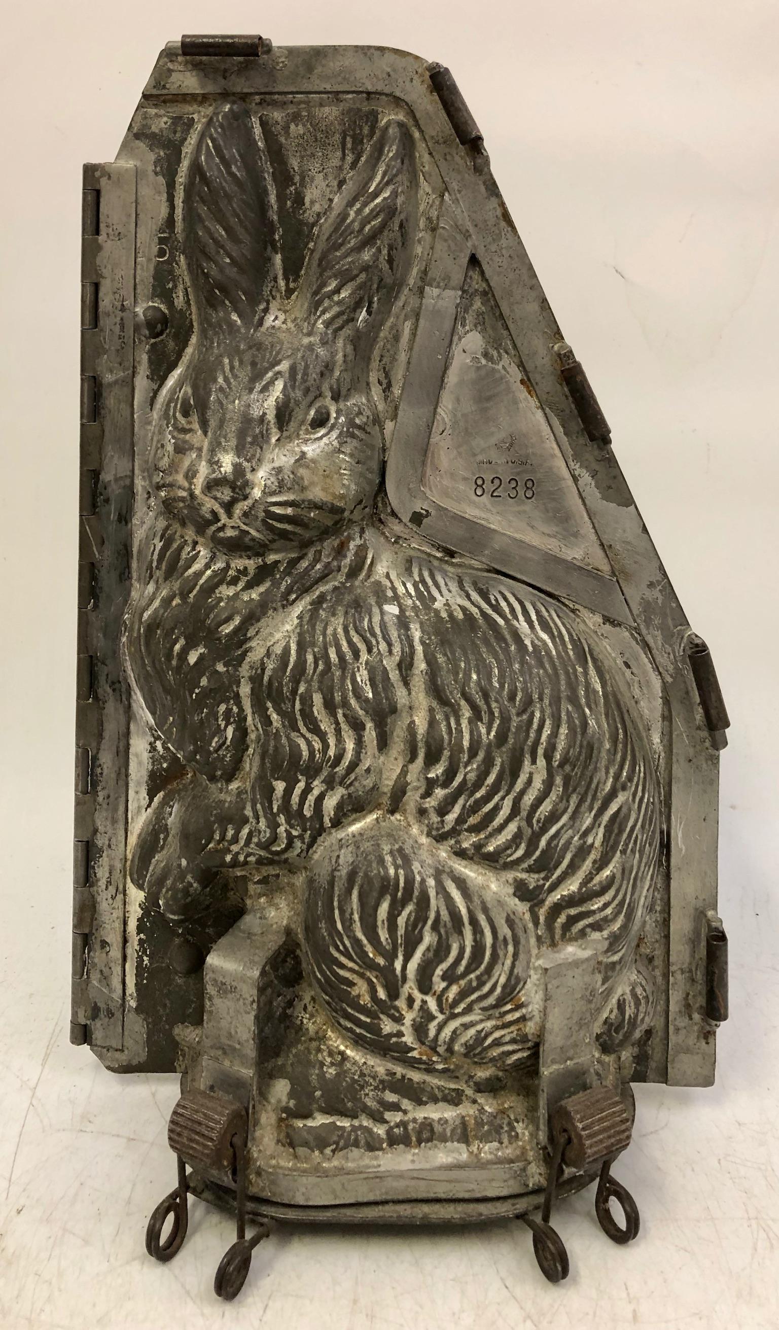 Large Antique Metal Mold for Chocolate, Rabbit (1 of 3)
