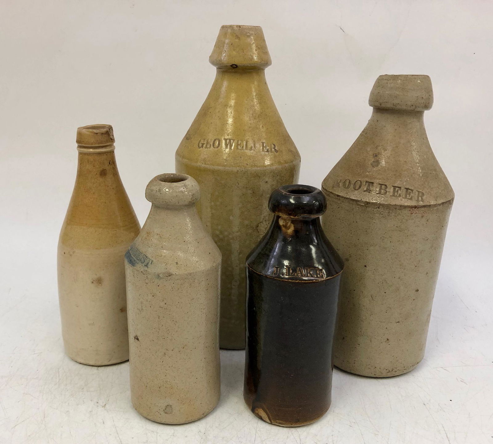 5pc Lot of Vintage Stoneware Bottles (1 of 1)