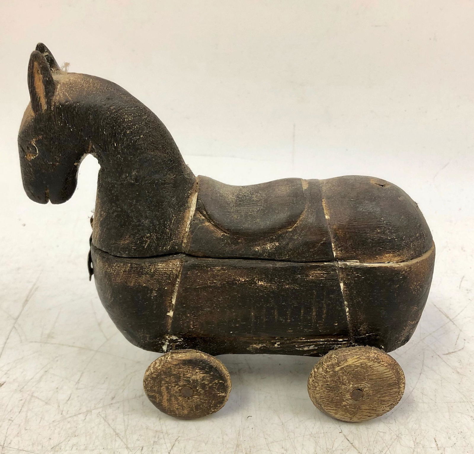 Antique Early Wooden Toy in Shape of a Horse (1 of 2)