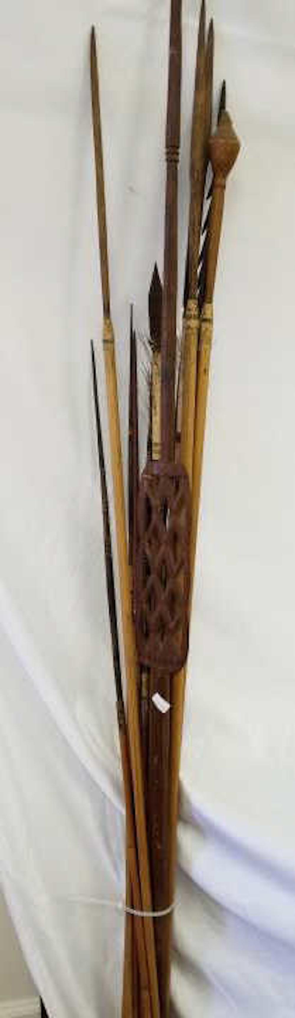 19pc Lot of Vintage Spears.: 19pc Lot of Vintage Spears.Condition as foundDimensions- Longest L- 6'.Provenance from an Upstate NY Estate.Please note the absence of a condition report does not imply that there are no condition iss