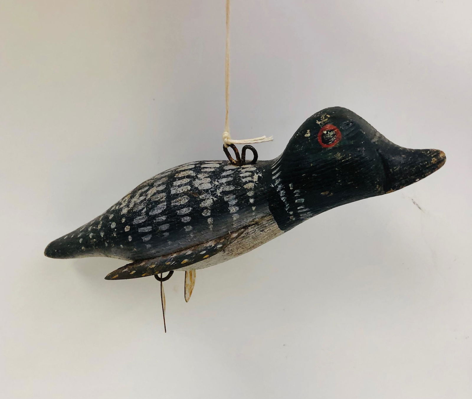 Unusual Old Wood & Metal Duck Ice Fishing Decoy (1 of 3)