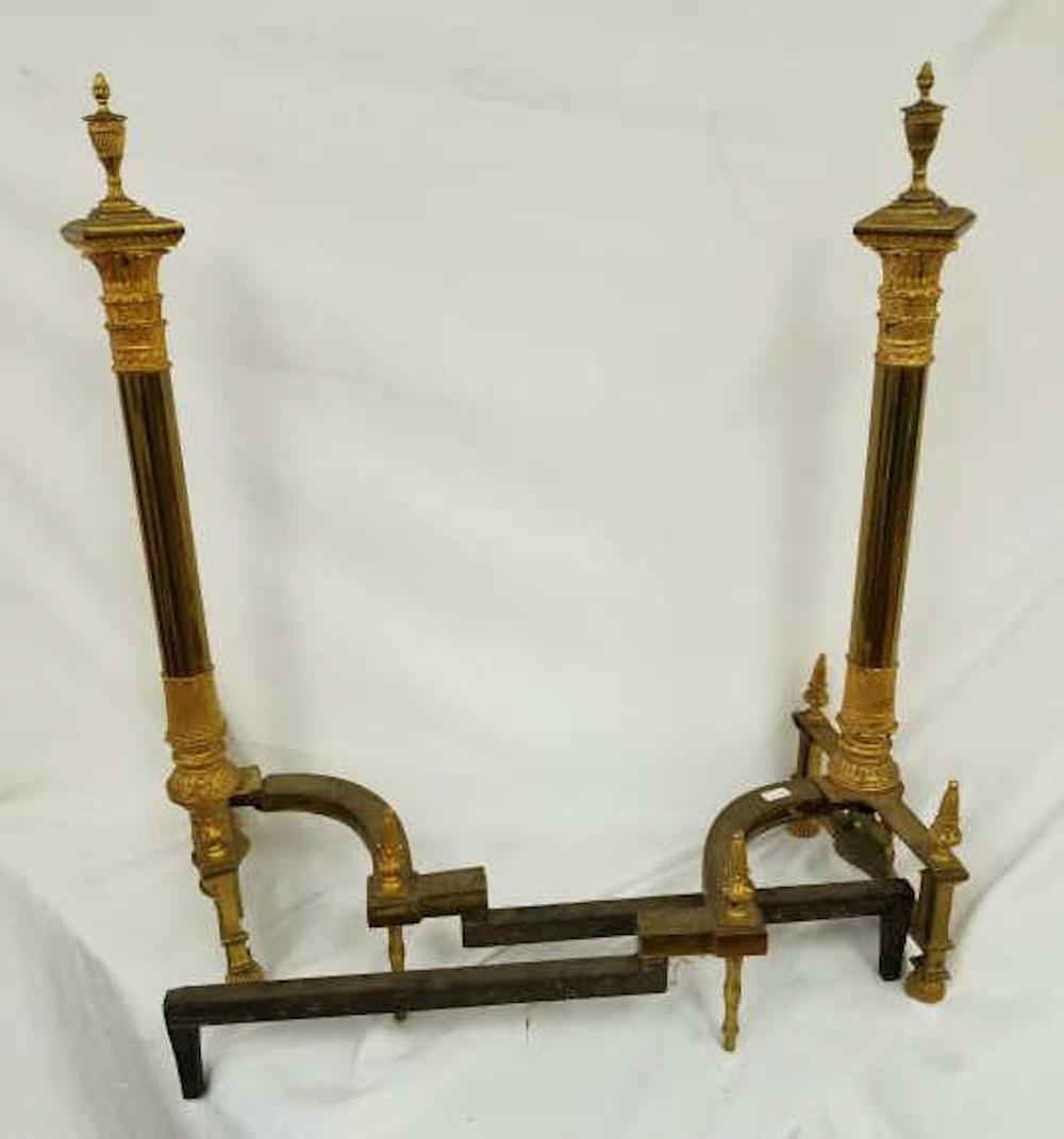 Vintage Pair of Louis XVI Style Andirons: Vintage Pair of Louis XVI Style Andirons.Condition- Generally Good Condition. As Found.Dimensions- H-26".Provenance - from an Upstate NY Estate. Please note the absence of a condition report does not 
