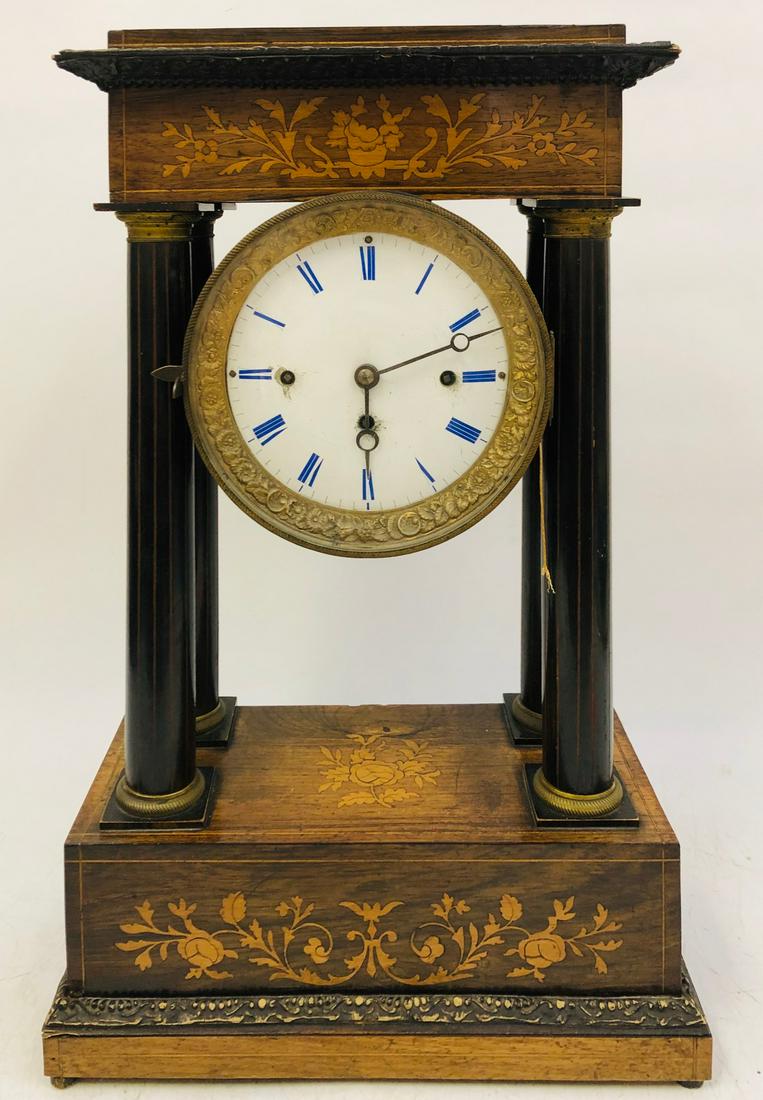 Antique Inlaid Wood Table Clock (1 of 3)