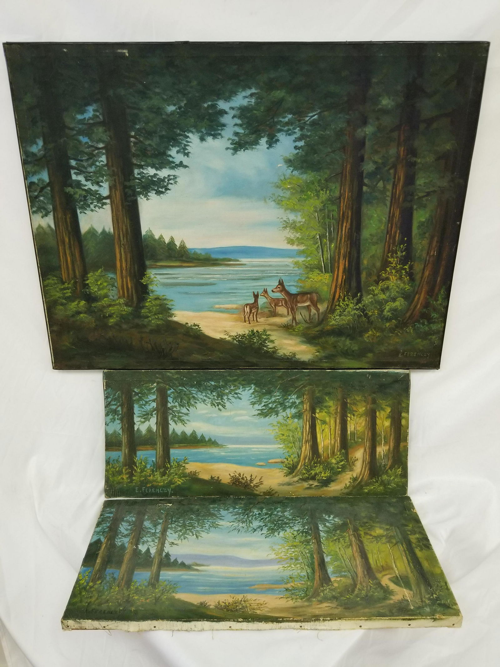 3 Paintings Oil on Canvas by E. Ferenczy (1 of 5)