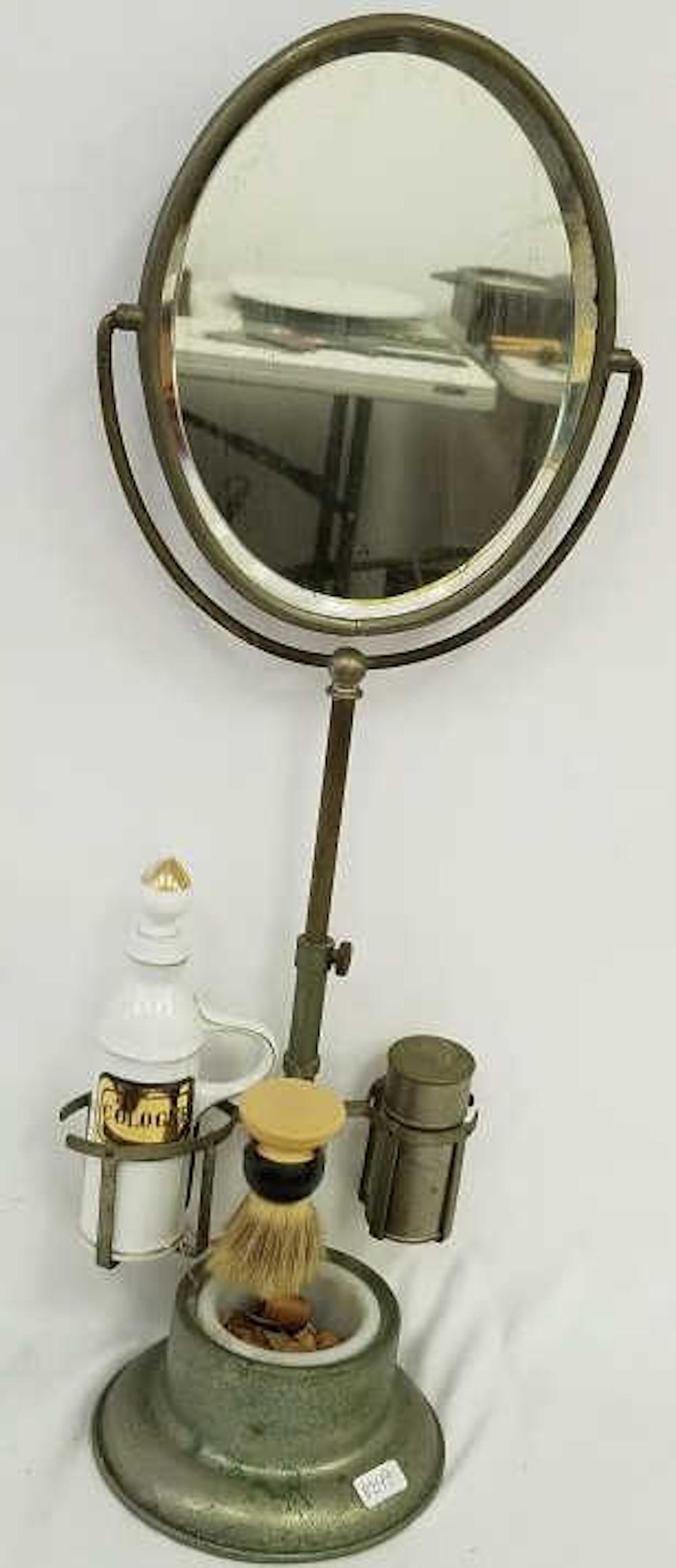 Antique Shaving Set w/ Porcelain Cologne Bottle (1 of 5)
