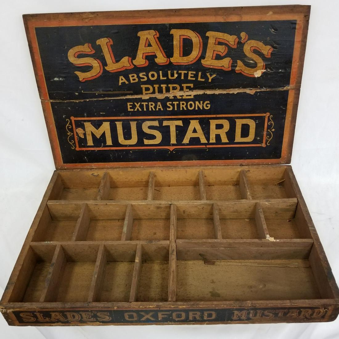 19th C Original Wood Box for Slades Mustard. (1 of 5)
