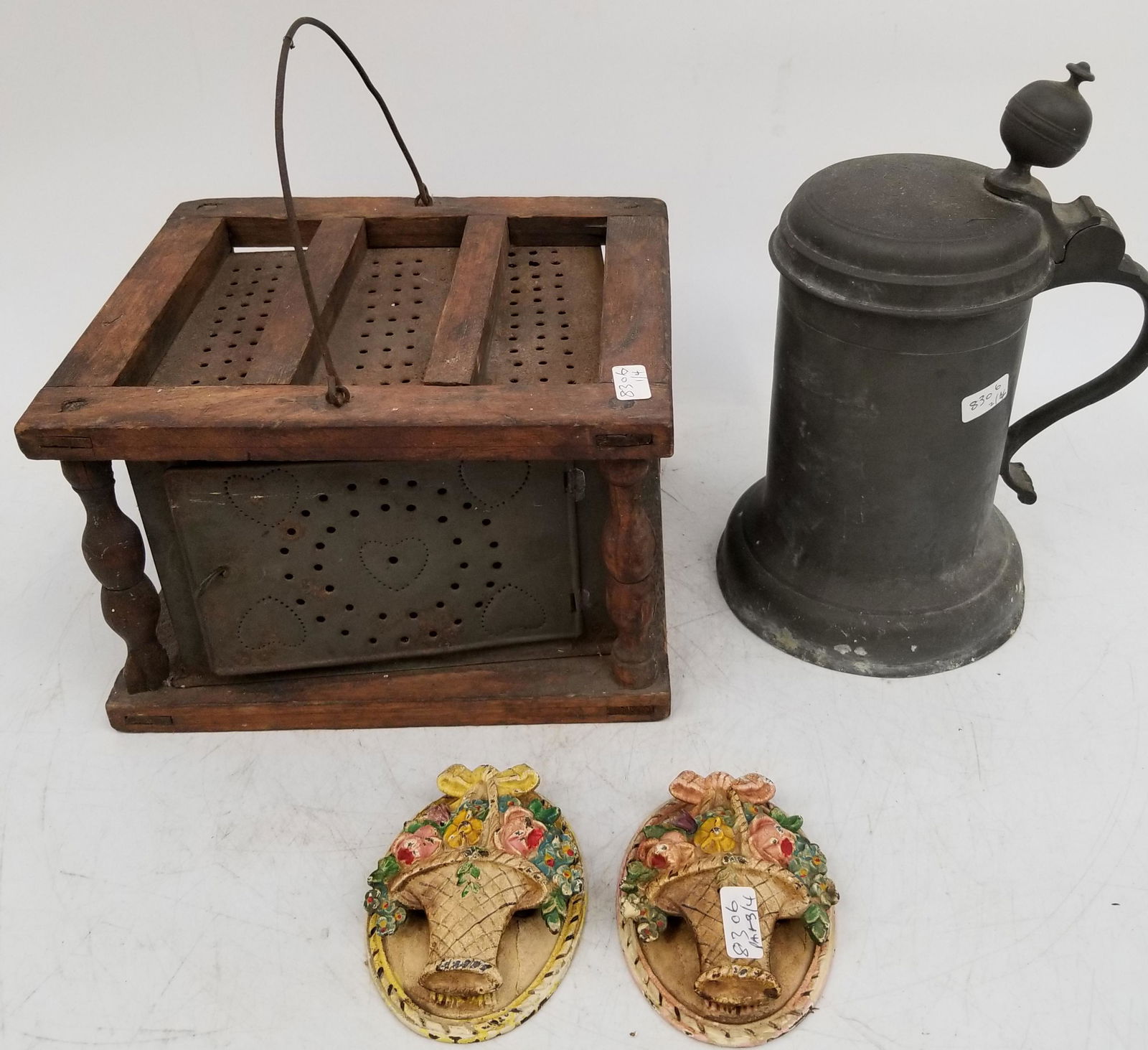 4 Antique Items Including 19th C Bed Warmer (1 of 6)