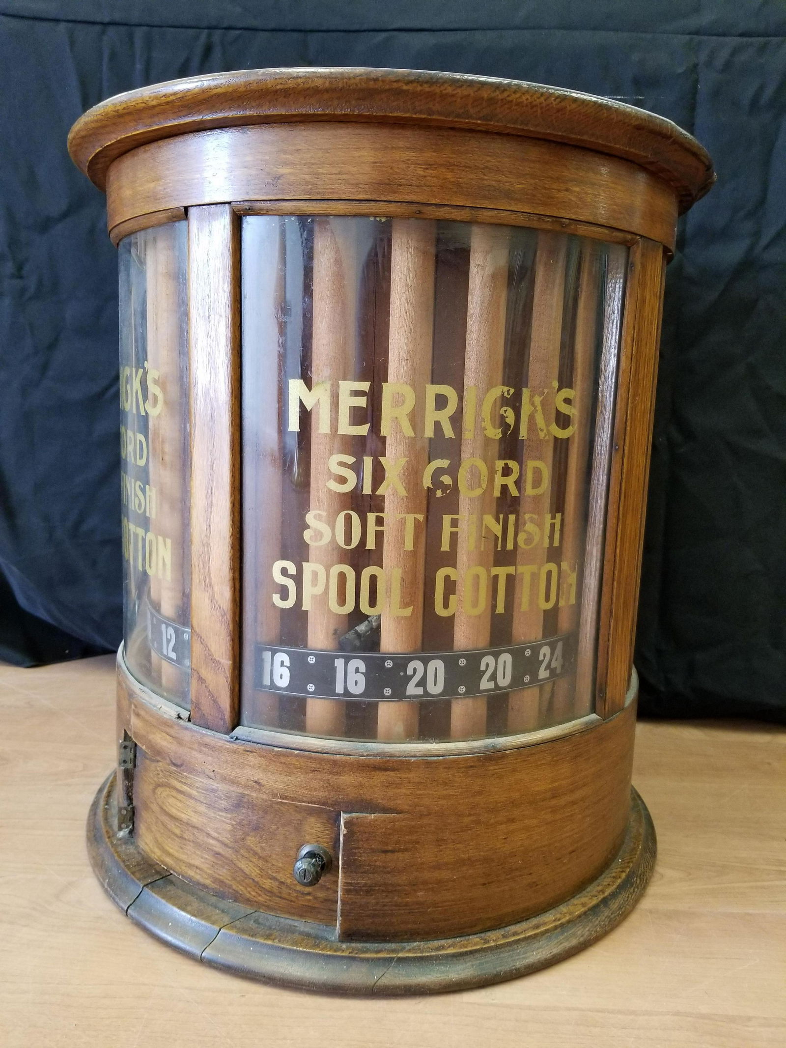 19th C Large Wood & Glass Spool Cotton Holder (1 of 4)