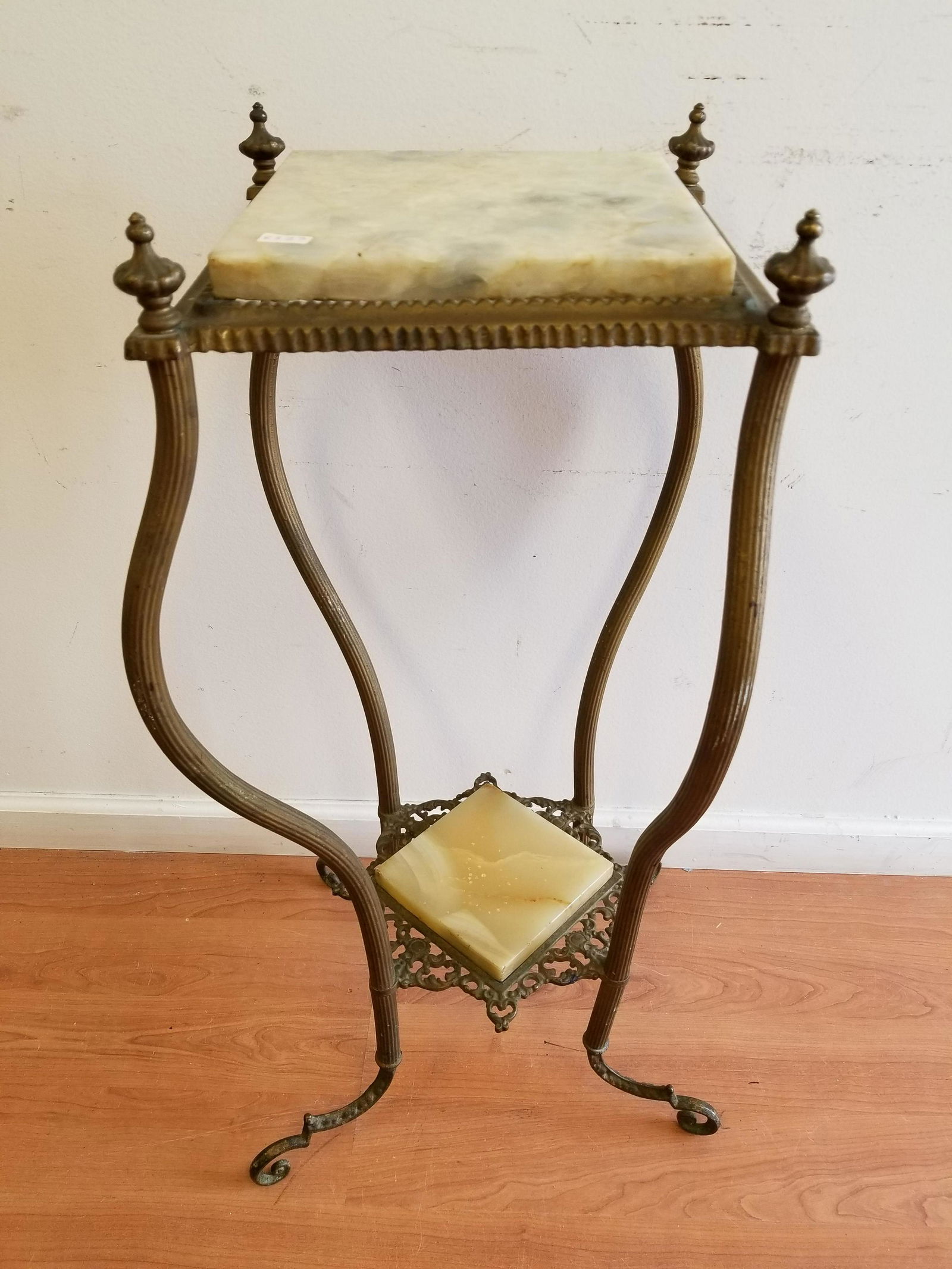 Antique Bronze & Marble 2 Level Pedestal (1 of 3)