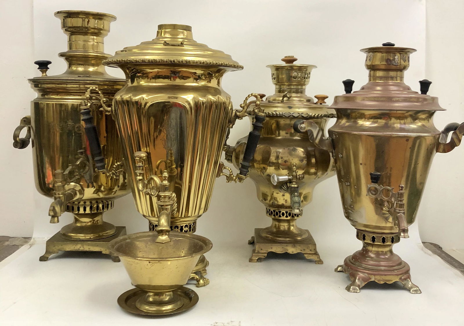4 Antique Brass Russian Samovars (1 of 9)