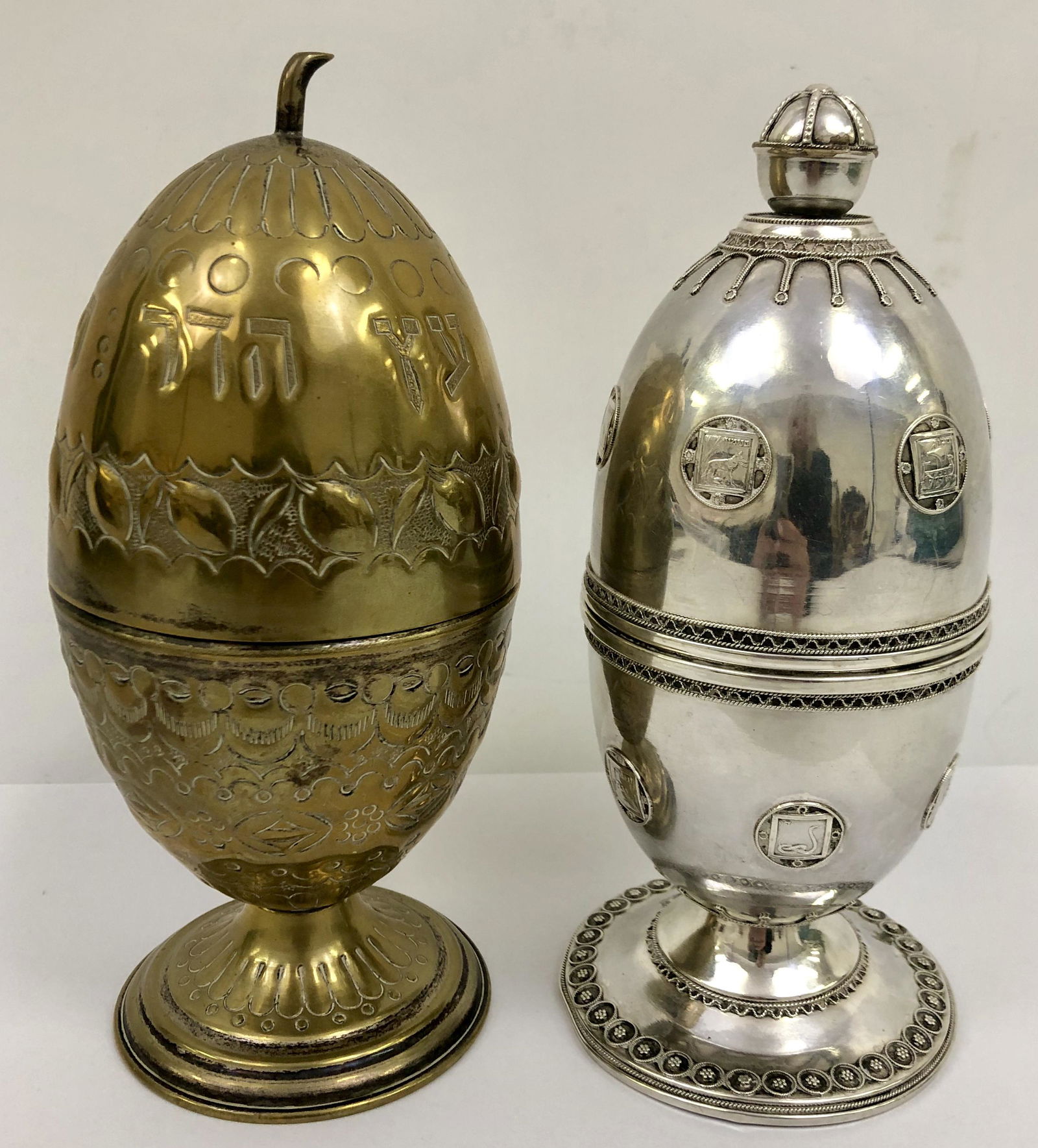 Lot of 2 Vintage Judaica Etrog Boxes,1 S /Silver (1 of 4)