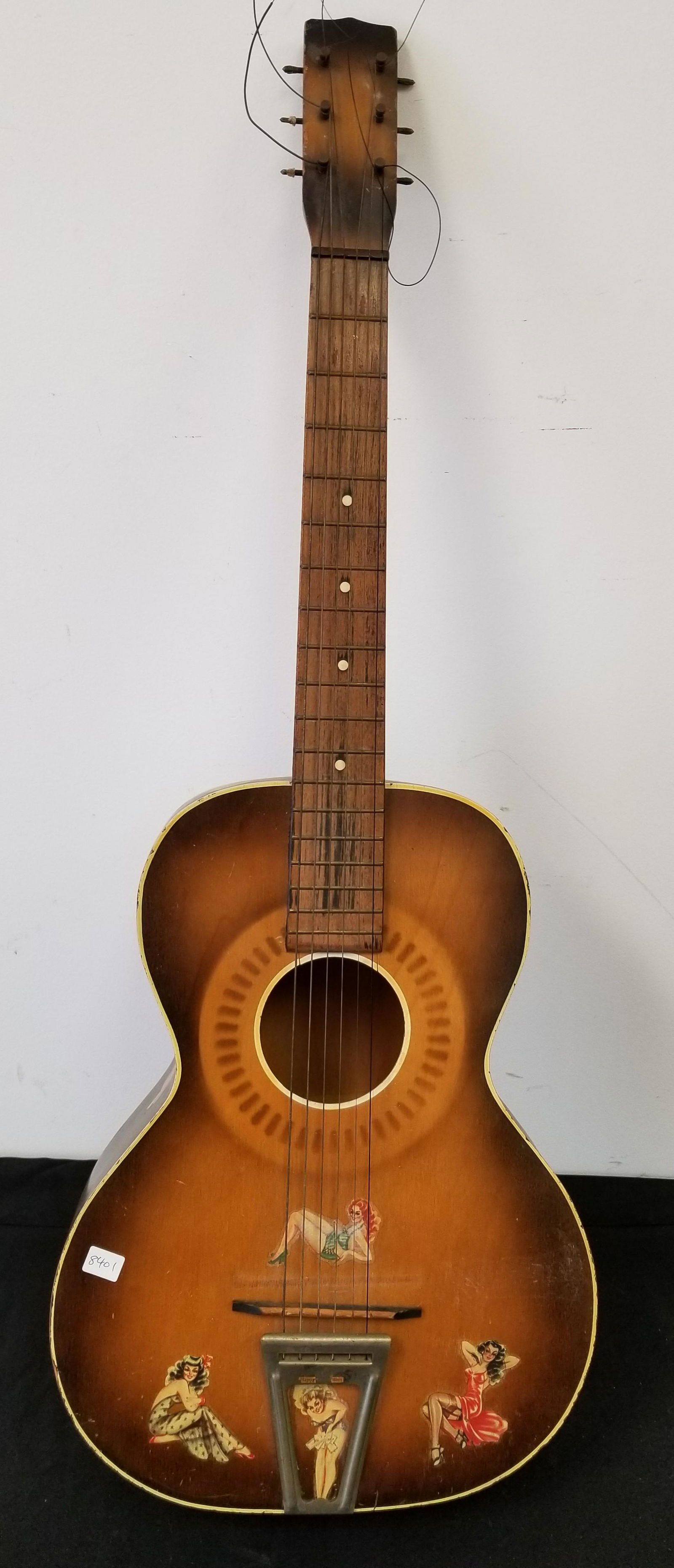 1940's Guitar with Original Pin Up Girl Stickers (1 of 7)