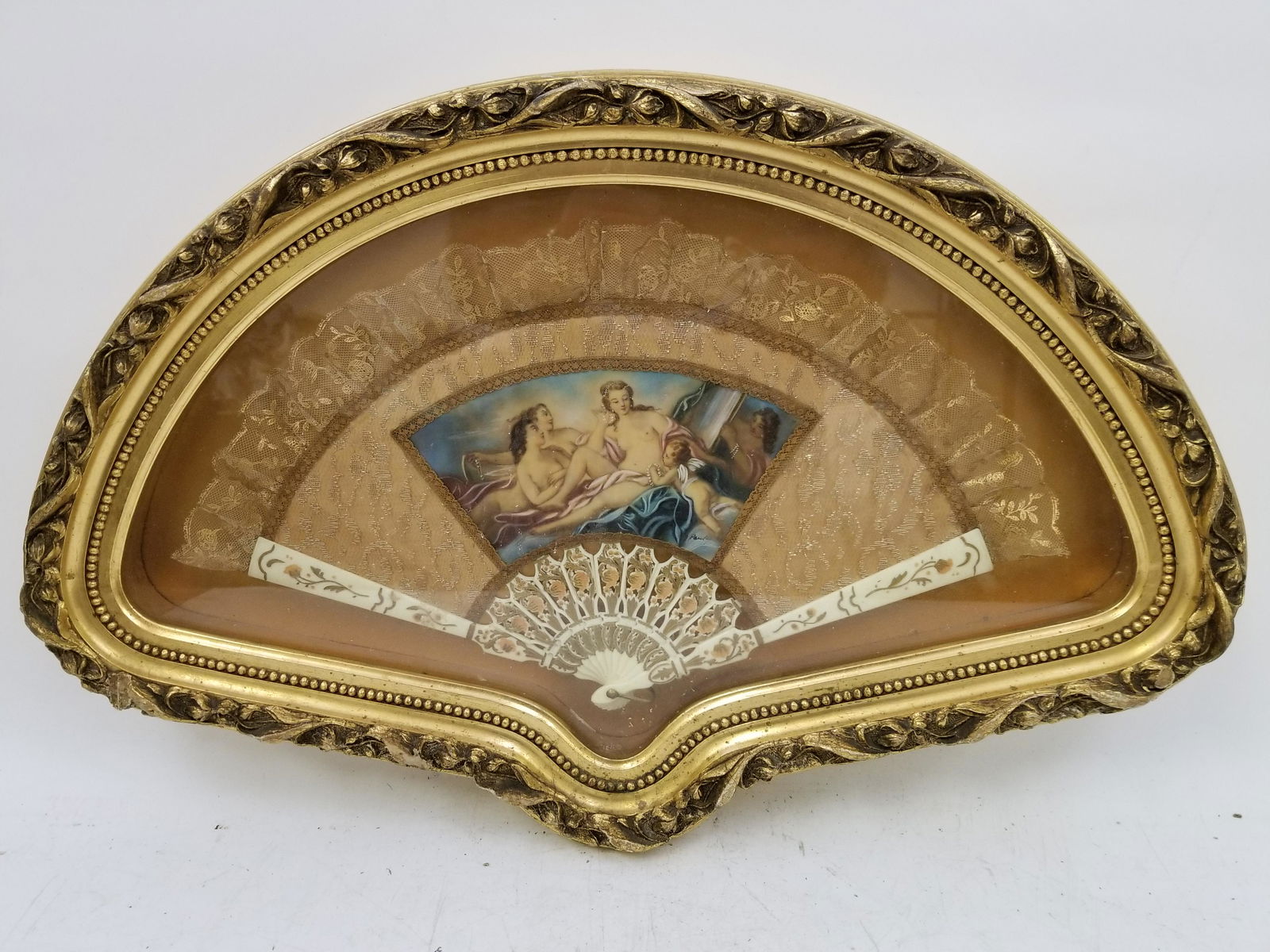 Antique European Fan in Frame (1 of 6)