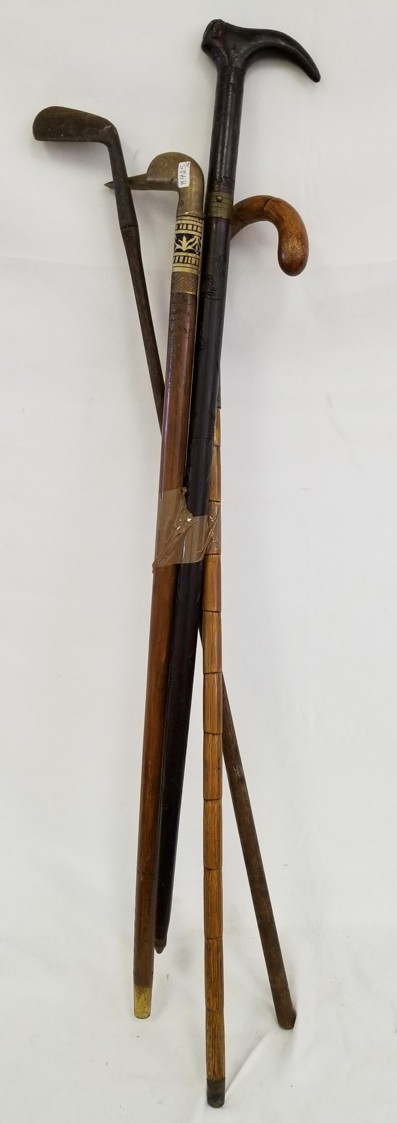 3 Canes Along w/ An Old Wood Shaft Golf Clu (1 of 2)