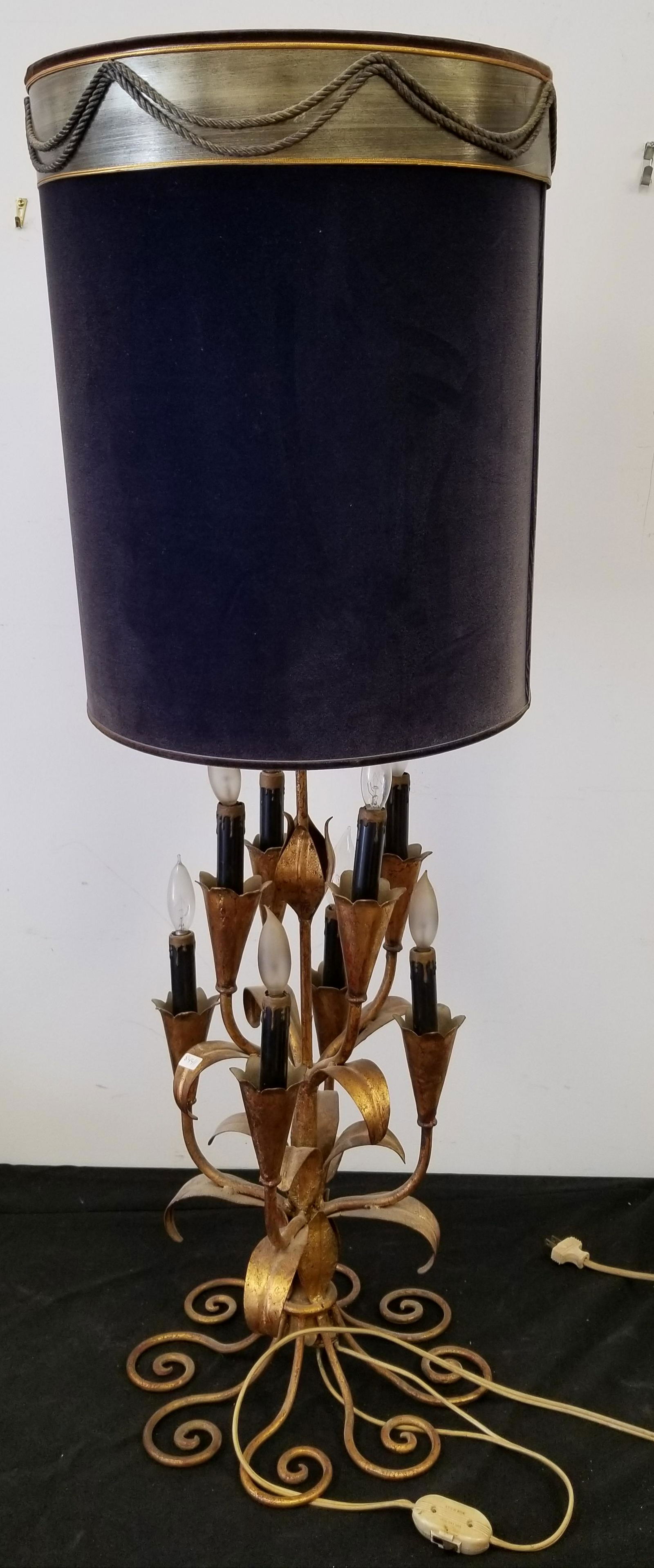 Mid Century Modern 9 Light Brass Table Lamp (1 of 3)