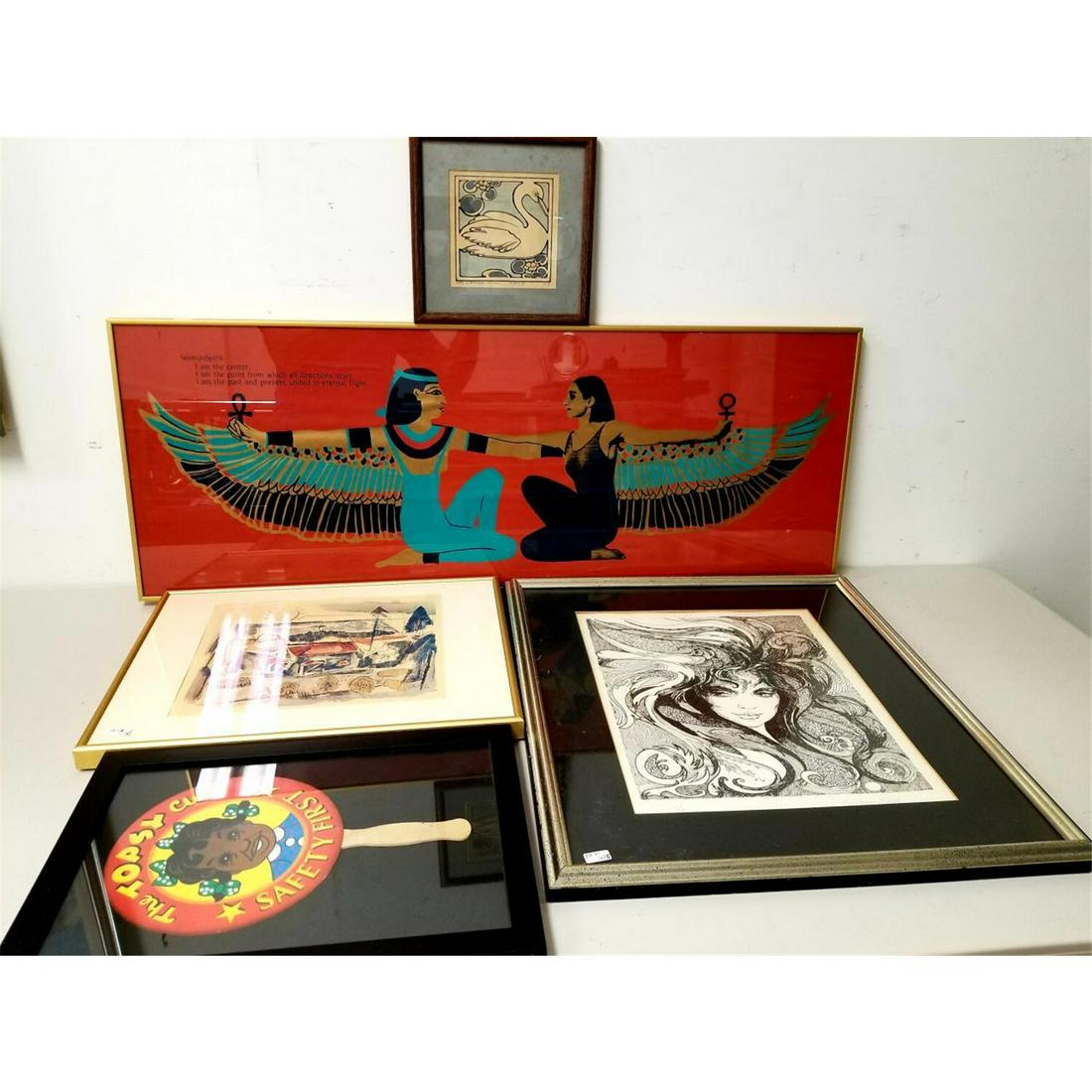 Lot of 5 Works of Art Including 2 Etchings (1 of 6)