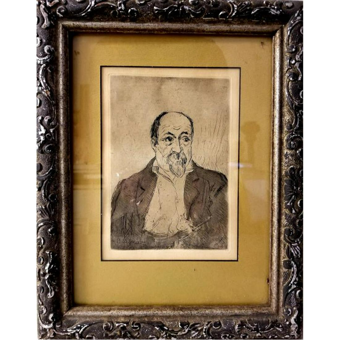 Antique Etching by Paul Signac Self Portrait (1 of 5)