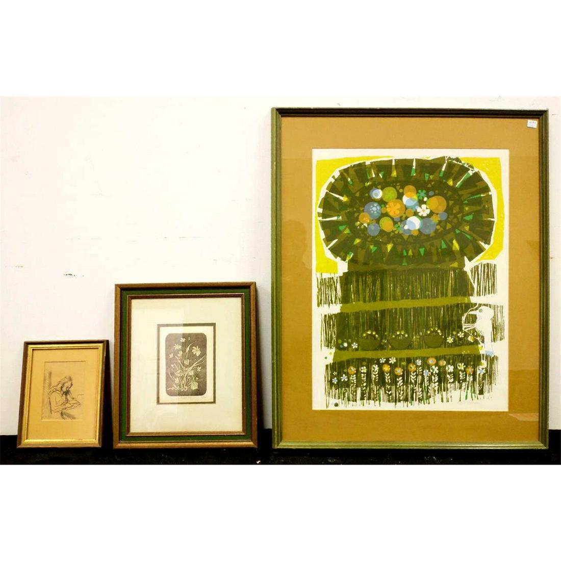 Lithograph by David Weidman Along w/ 2 Others: Lithograph by David Weidman Along w/ 1 Ink on Paper & 1 Etching. All Signed. Condition: All in Good Condition w/ Original Frames. Dimensions: Weidman- Sight- 24" x 18". Frame- 31" x 25".Provenance: Fr