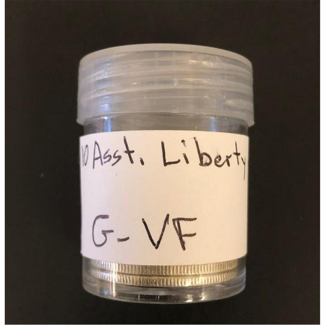 10 Liberty & Benjamin Franklin Silver Half Dollars: 10 Liberty & Benjamin Franklin Silver Half Dollars, Assorted Dates. G-VF.Provenance: From a Long Island, NY Collector. Please note the absence of a condition report does not imply that there are no co