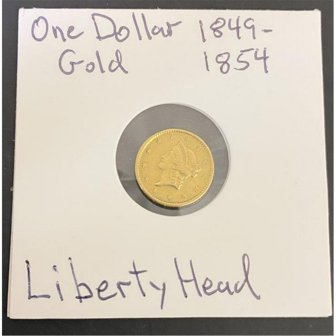 1849-1854 Liberty Head Gold Dollar.: 1849-1854 Liberty Head Gold Dollar.Condition: Reverse Side has been damaged per photo.Provenance: From a Long Island, NY Collector. Please note the absence of a condition report does not imply that th