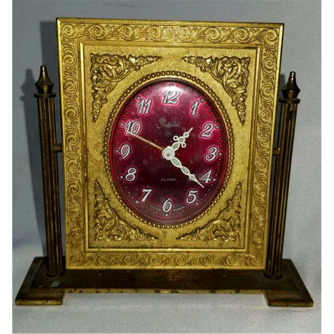 Unusual Vintage German Alarm Clock.: Unusual Vintage German Alarm Clock with Enamel Face, Signed.Condition: Generally Good for its Age.Dimensions: H-4.75"xW-4.25".Provenance: From a Hamptons, NY Collector.Please note the absence of a con