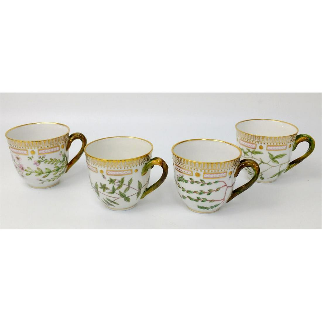 4 Flora Danica Porcelain Tea Cups: 4 Flora Danica Porcelain Tea Cups Numbered 3597.Condition: ExcellentDimensions: H-2.6" x Dia-2.8".Provenance: From a Long Island, NY Estate.Please note the absence of a condition report does not imply