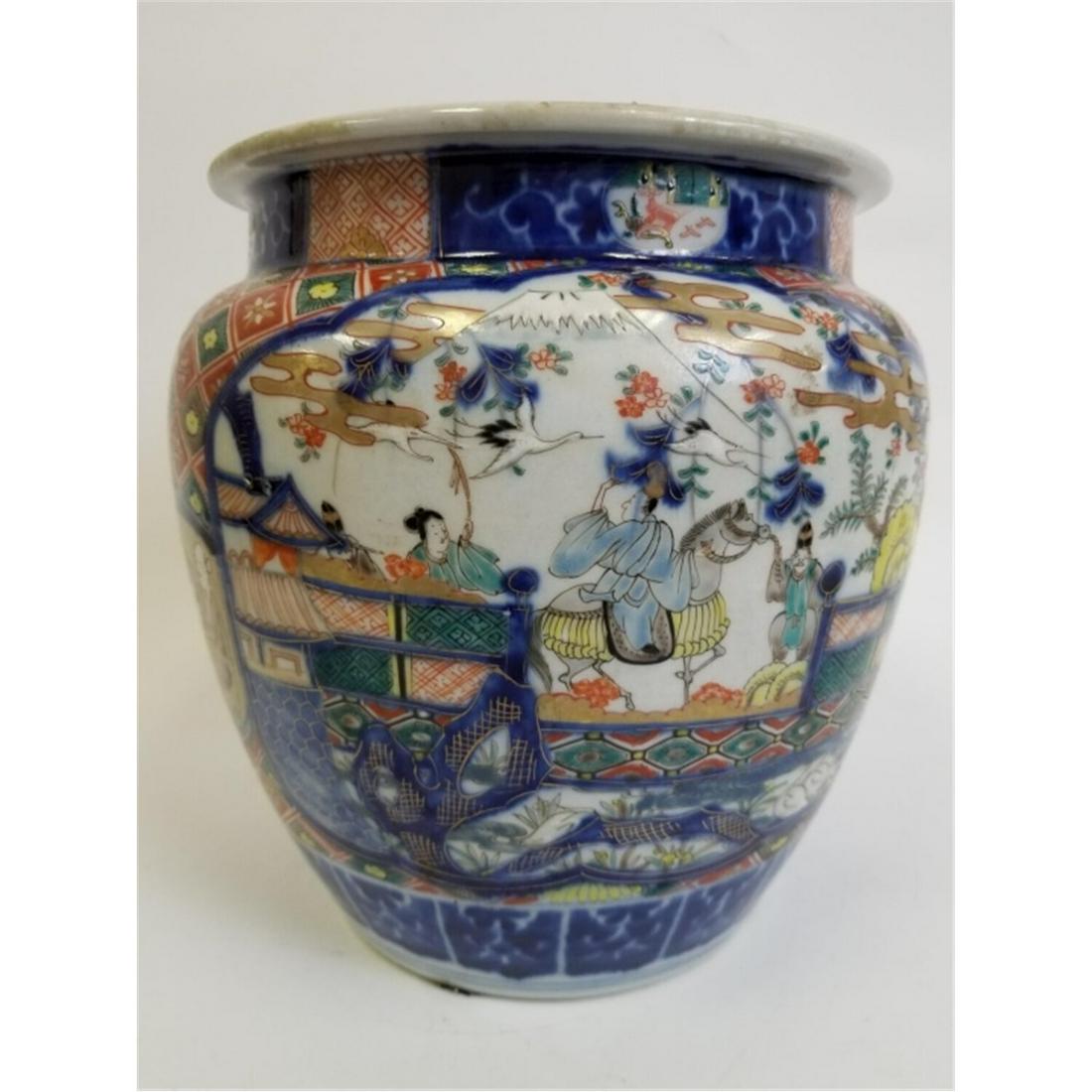 Antique Japanese Imari Bowl: Antique Japanese Imari Bowl. Condition: Generally Good. Dimensions: H-9" x Dia-9". Provenance: From a Manhattan New York Collector. Please note the absence of a condition report does not imply that th