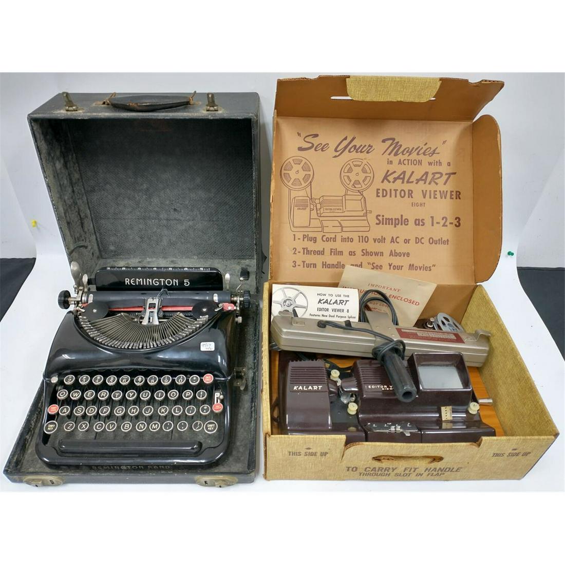 Remington 5 Typewriter & Kalart Editor Viewer 8.: Old Remington 5 Typewriter & Old Kalart Editor Viewer 8. Both in Original Boxes. Condition: As Found. Provenance: From a Westchester, NY Home. Please note the absence of a condition report does not im
