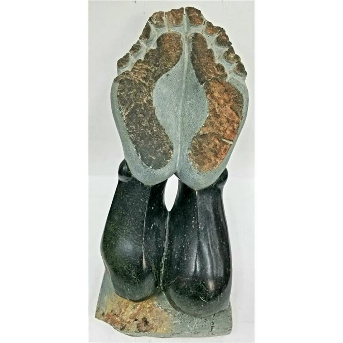 Large Inuit Art or Shona Carved Stone Sculpture: Large Inuit Art or Shona Carved Stone Sculpture "Sole of the Foot" on a Stone Base. Condition: Excellent.Dimensions: Total H-18".Provenance: From an Estate in the South Shore on Long Island, NY.Please