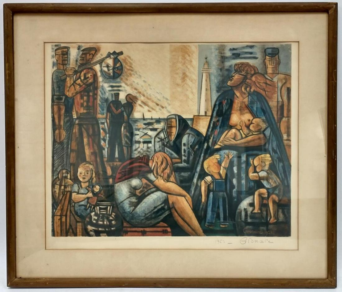 Lithograph by Marcel Gromaire, French.: Lithograph by Marcel Gromaire, French (1892-1971) Signed & Dated. In Original Frame.Condition: Excellent Condition. Dimensions: Sight-20" x 17". Frame-26" x 23". Provenance: From a New Jersey Home. Pl