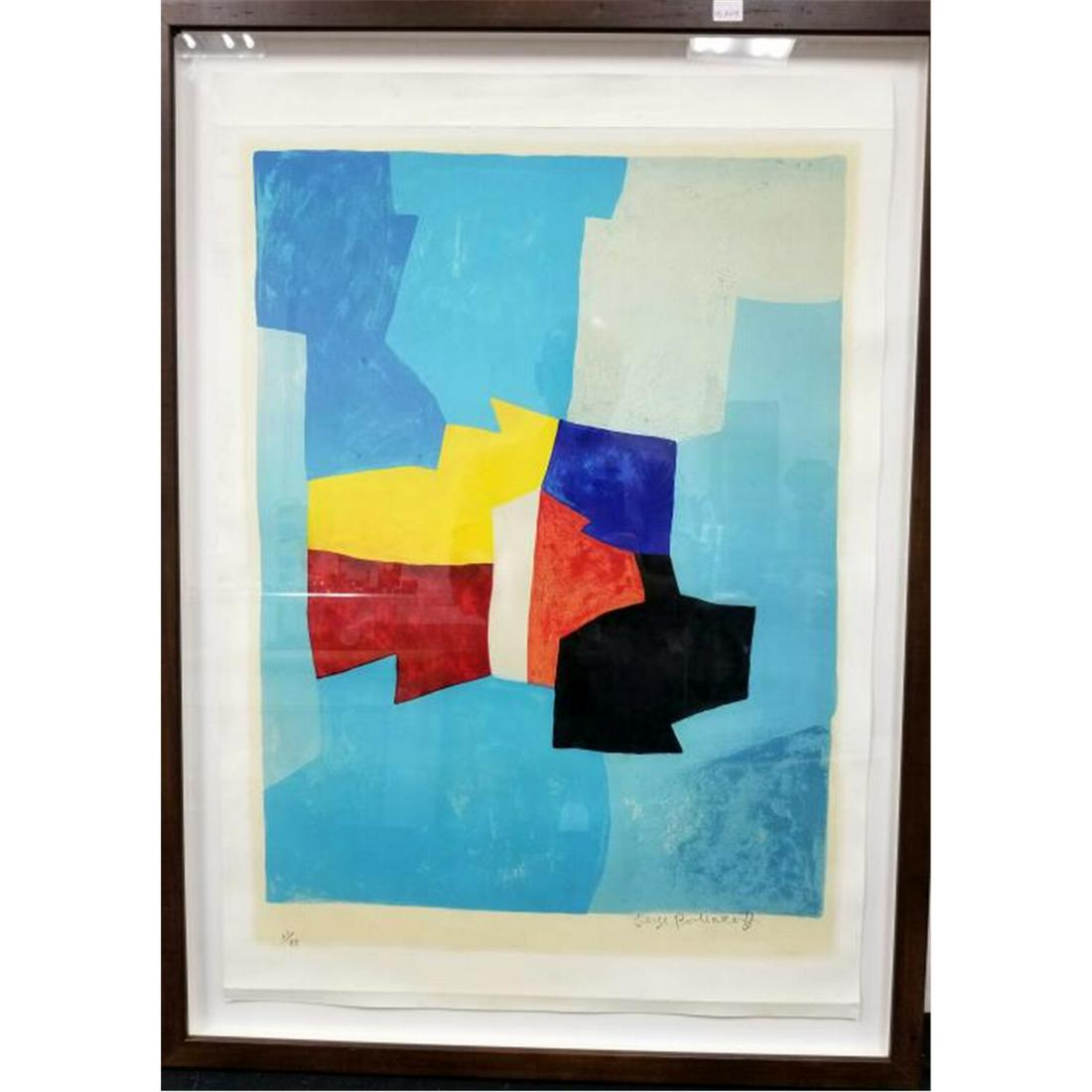 Lithograph Signed Serge Poliakoff.: Lithograph Signed Serge Poliakoff, French/Russian (1906-1969), Signed Lower Right & Numbered 20/75 Lower Left. Condition: Appears to be in Generally Good Condition. Dimensions: Sight-29" x 21". Frame-
