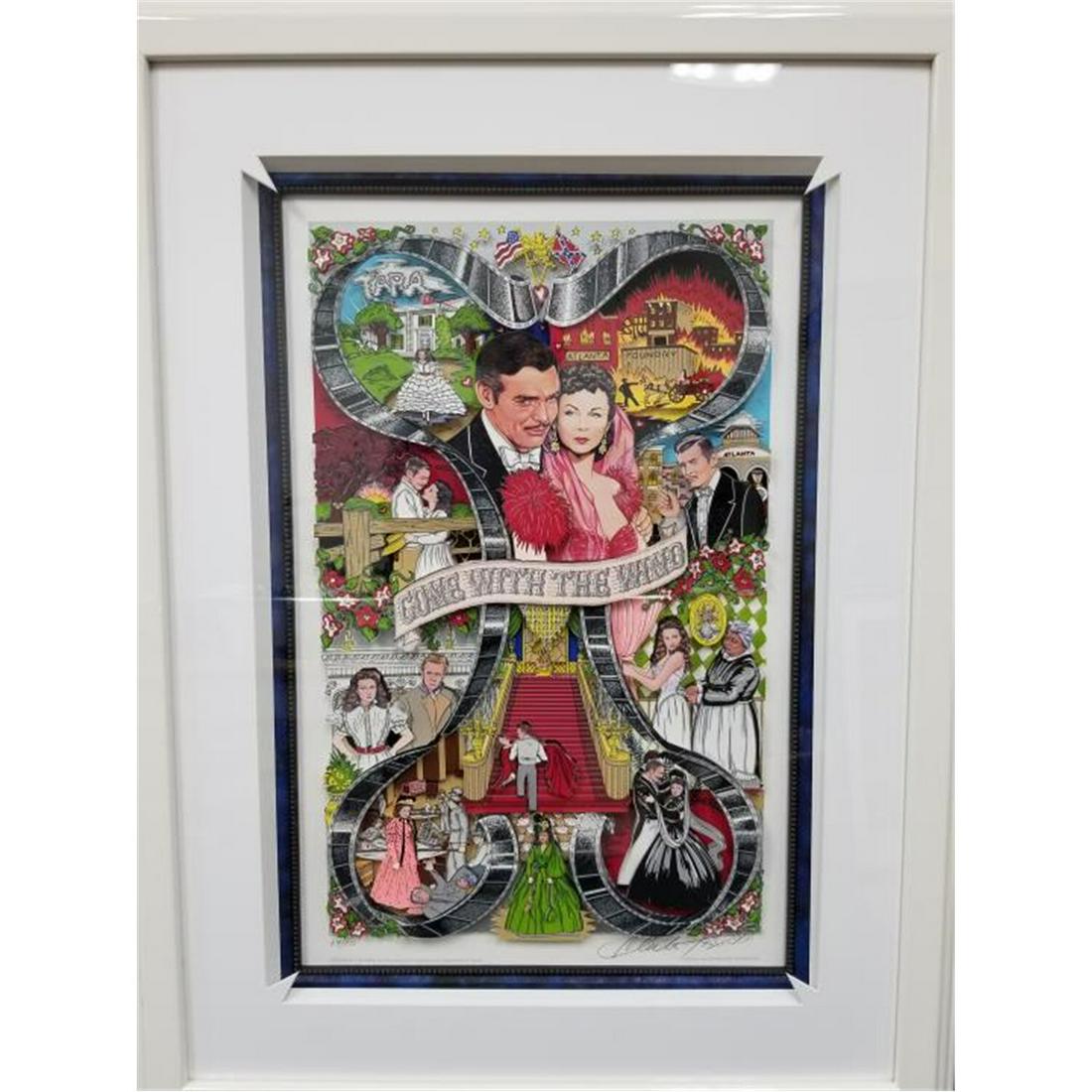 3D Mixed Media Collage by Charles Fazzino.: 3D Mixed Media Collage by Charles Fazzino, American (Born 1955). "Gone With The Wind". Signed Lower Right, Numbered Lower Left 89/150. Circa 1999. Beautifully Framed. Condition: Excellent Condition. D