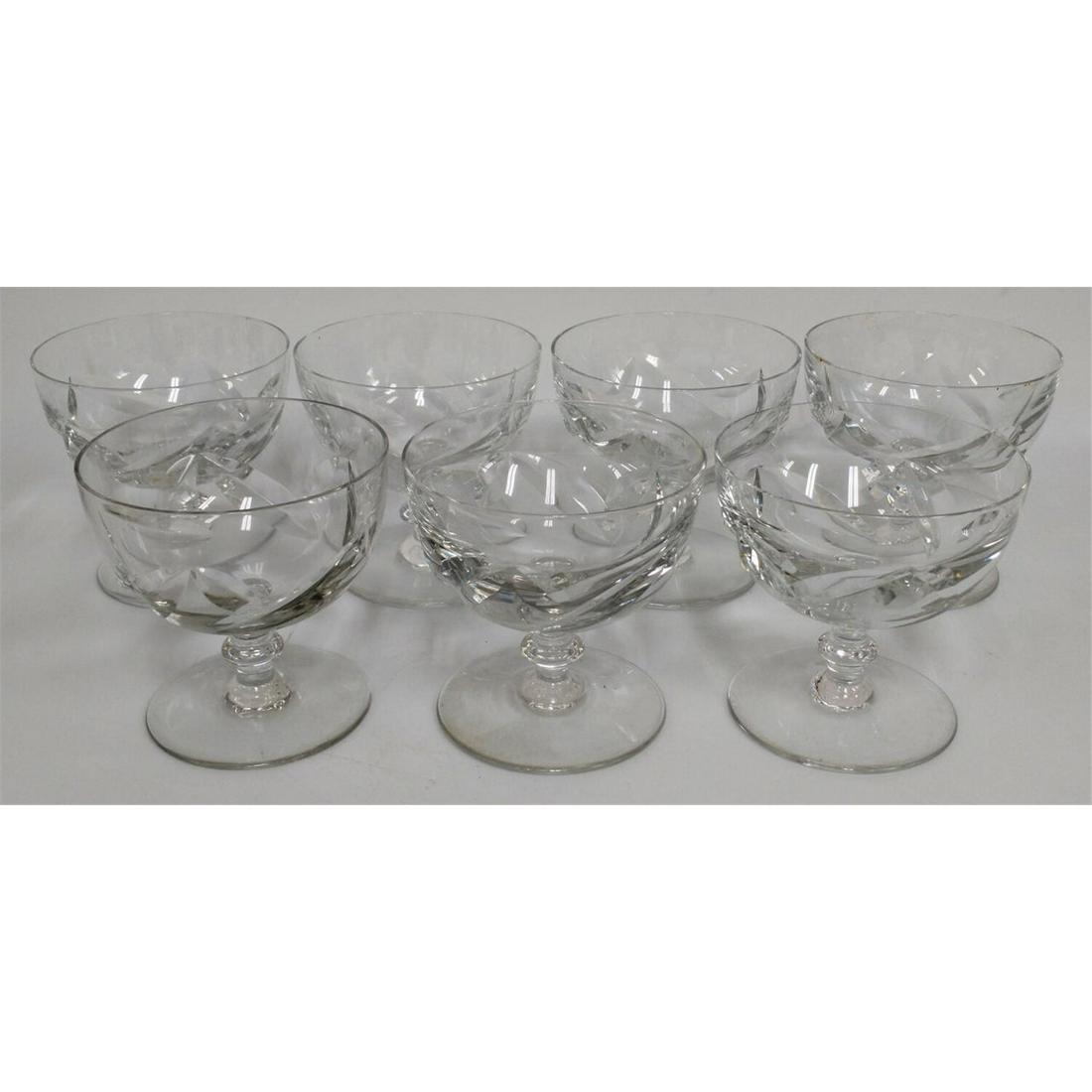 Antique Baccarat Set of 7 Cut Glass Wine Glasses.: Antique Baccarat Set of 7 Cut Glass Wine Glasses. All Signed. Condition: Generally Good Condition. 2 with Very Minor Chips. Dimensions: Dia-3.6" x H-3.6". Provenance: From a North Shore, Long Island, 