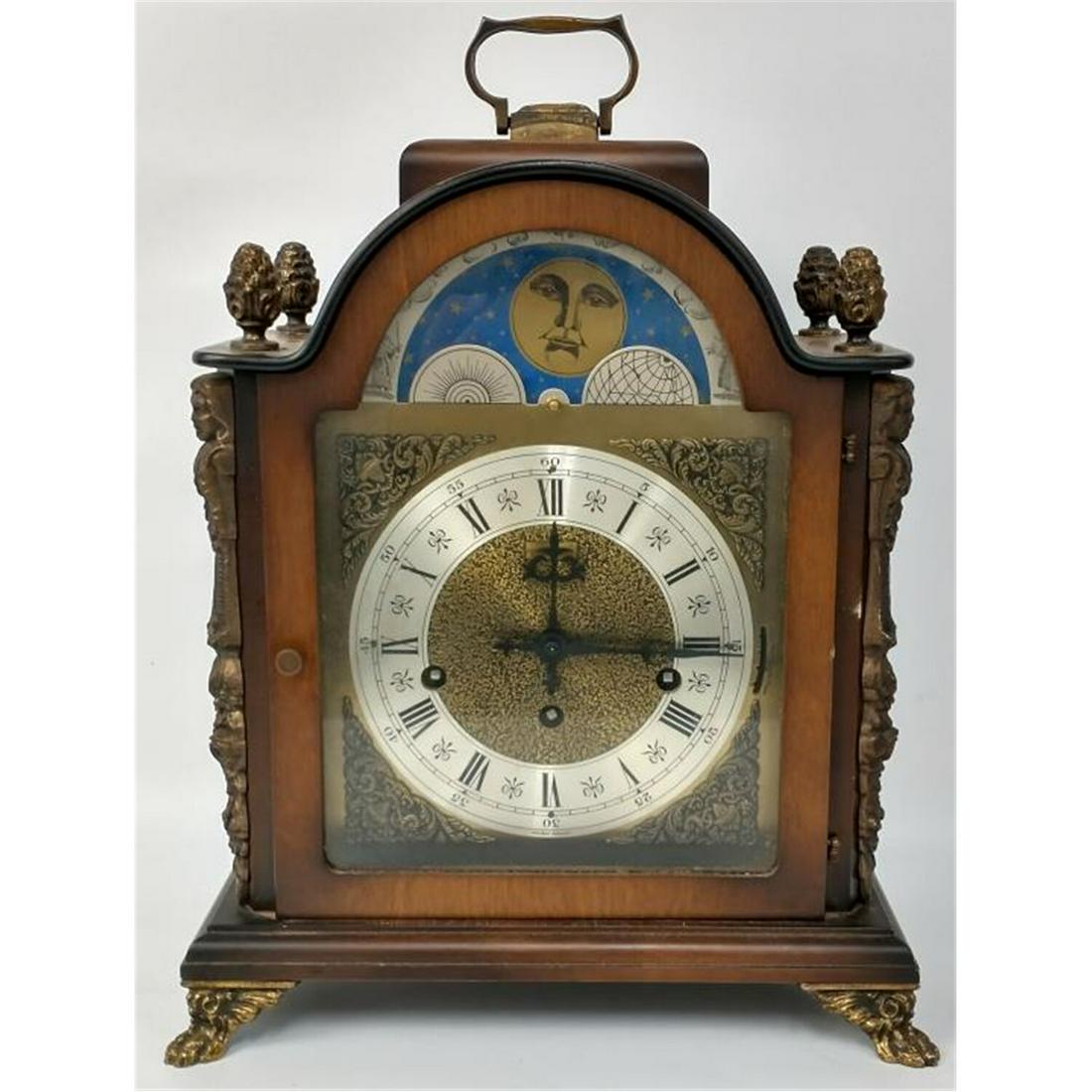 Vintage Hamilton Wood Mantel Clock.: Vintage Hamilton Wood Mantel Clock with Metal Mounts. Made in Germany. Condition: Generally Good Condition. Dimensions: L-11" x W-6" x Total H-15". Provenance: From a Long Island, NY Home. Please note
