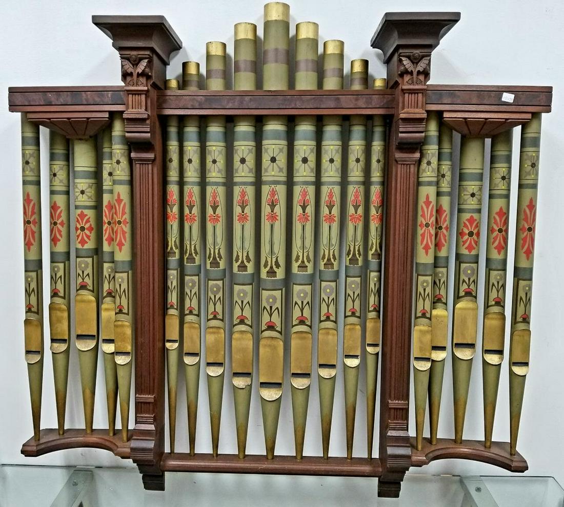 Antique Church Wood Organ, For Decoration Only.: Antique Church Wood Organ, For Decoration Only. Condition: Generally Good Condition. As Found. Dimensions: L-42" x W-44". Provenance: From a Long Island, NY Estate. Please note the absence of a condit
